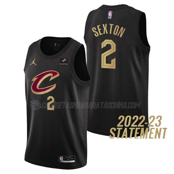 camiseta collin sexton cleveland cavaliers de 2 hombre statement edition 2023 negro