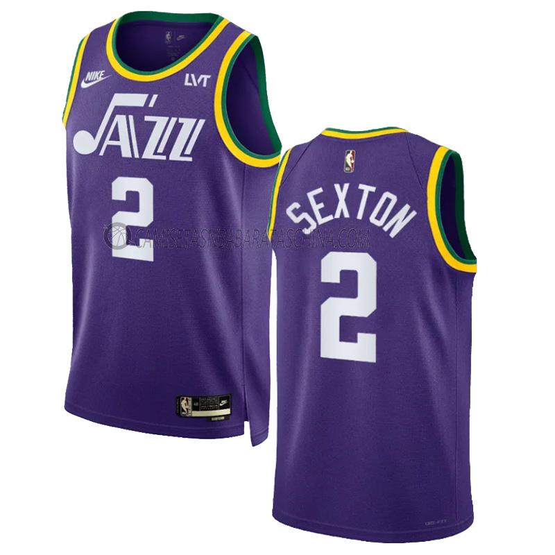 camiseta collin sexton utah jazz de 2 hombre classic edition 2023-24 púrpura