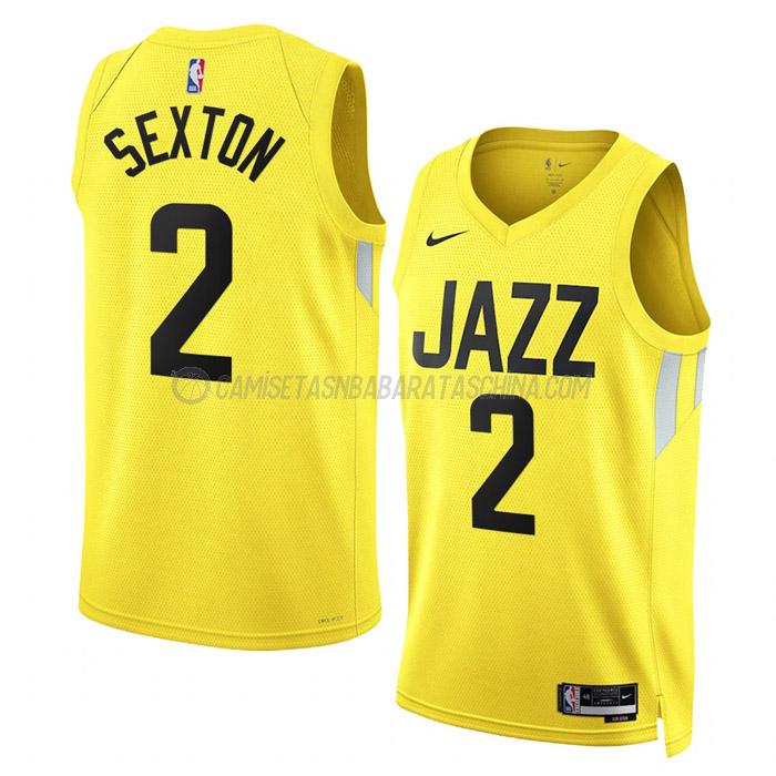 camiseta collin sexton utah jazz de 2 hombre icon edition 2023 amarillo