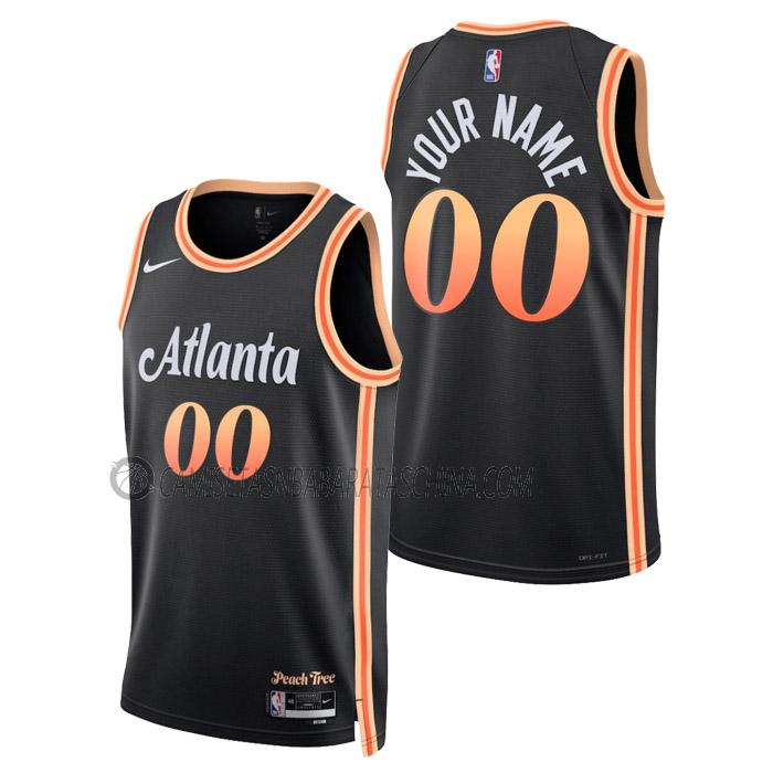 camiseta custom atlanta hawks de hombre city edition 2023 negro