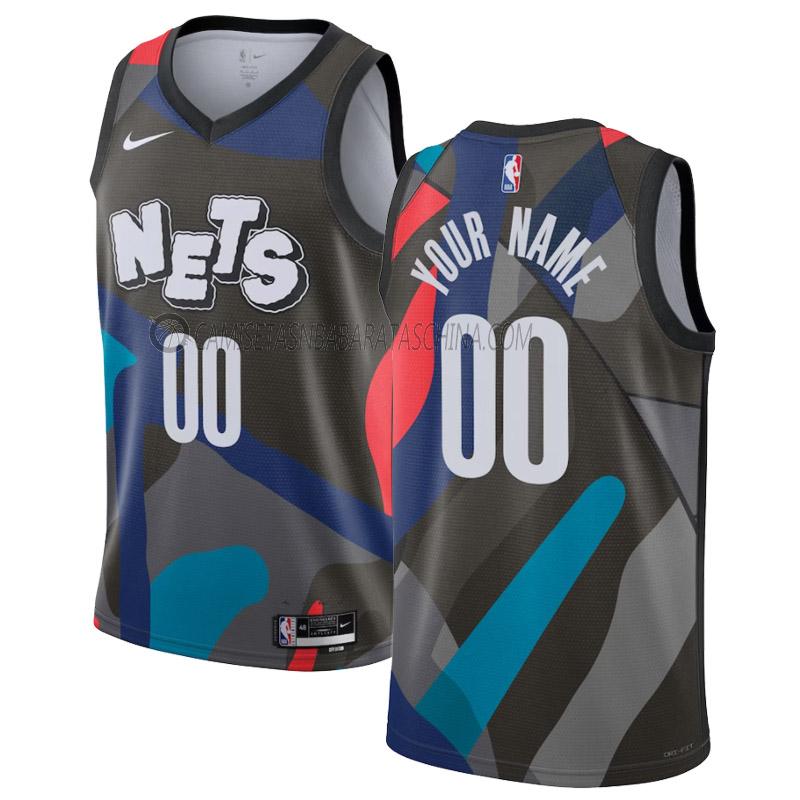 camiseta custom brooklyn nets de 0 hombre city edition 2023-24 negro