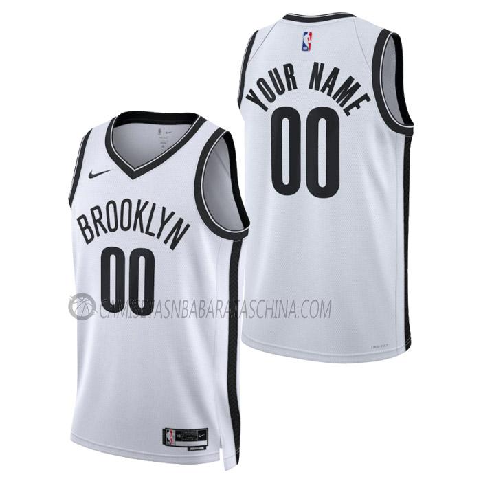 camiseta custom brooklyn nets de hombre association edition 2023 blanco