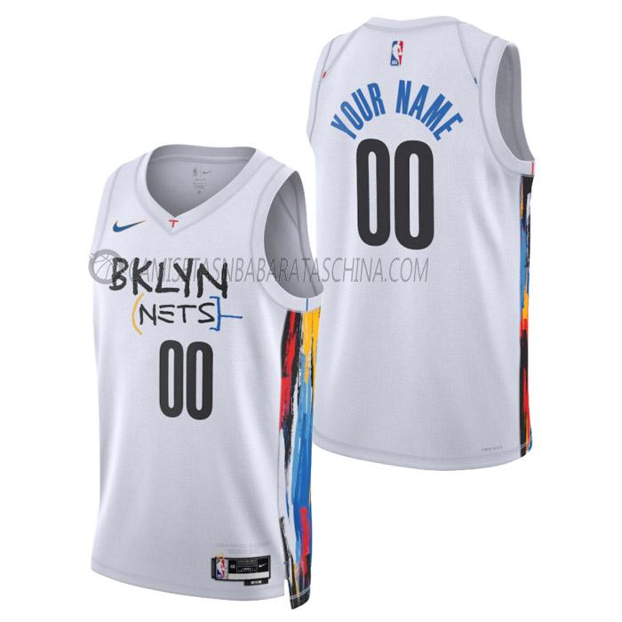 camiseta custom brooklyn nets de hombre city edition 2023 blanco