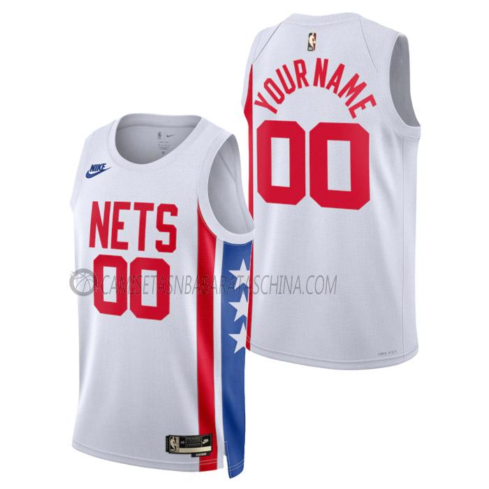 camiseta custom brooklyn nets de hombre classic edition 2023 blanco