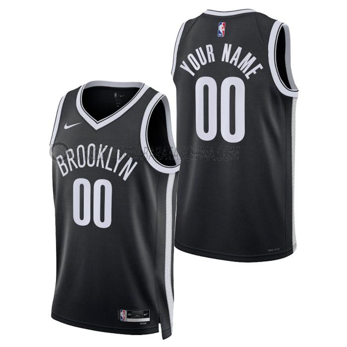 camiseta custom brooklyn nets de hombre icon edition 2023 negro