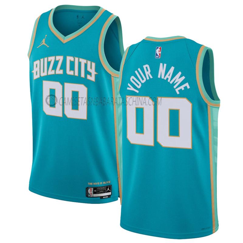 camiseta custom charlotte hornets de 0 hombre city edition 2023-24 verde azulado