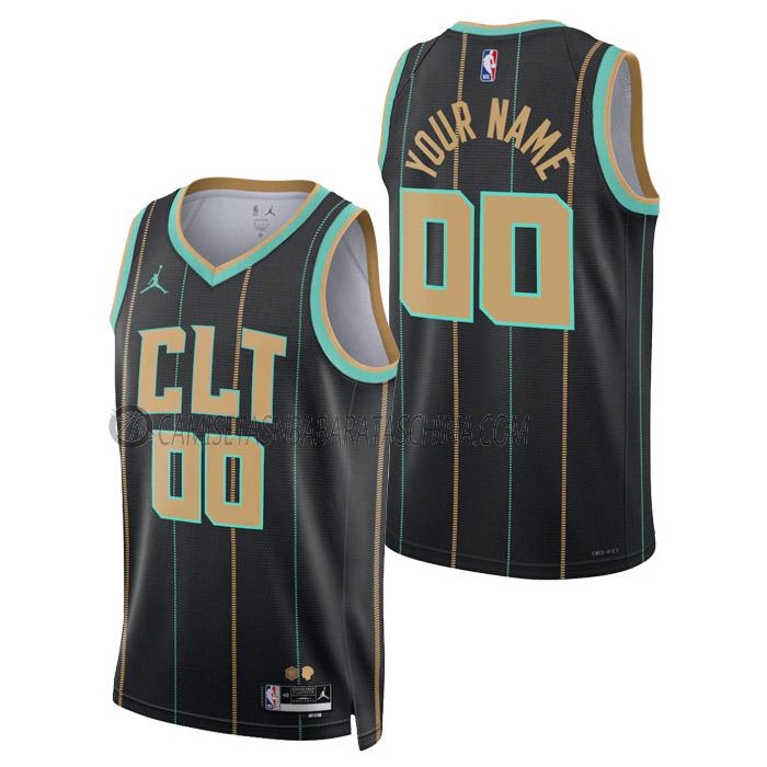 camiseta custom charlotte hornets de hombre city edition 2023 negro