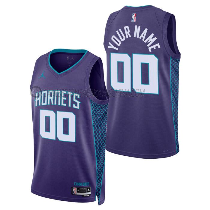 camiseta custom charlotte hornets de hombre statement edition 2023 púrpura