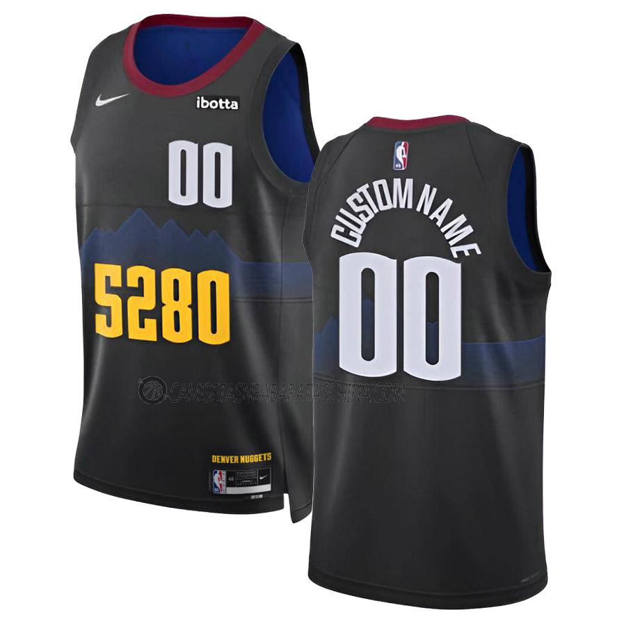 camiseta custom denver nuggets de 0 hombre city edition 2023-24 negro