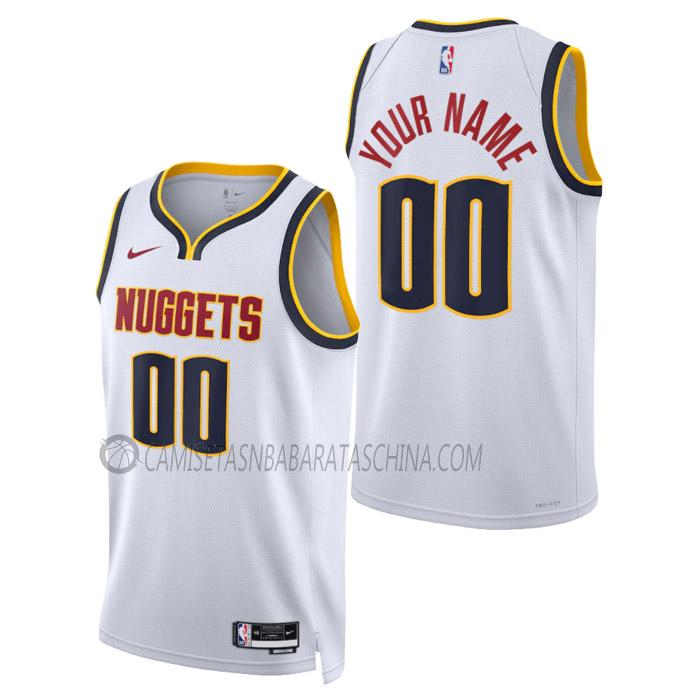 camiseta custom denver nuggets de hombre association edition 2023 blanco