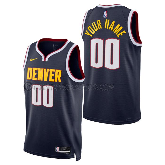 camiseta custom denver nuggets de hombre icon edition 2023 azul marino