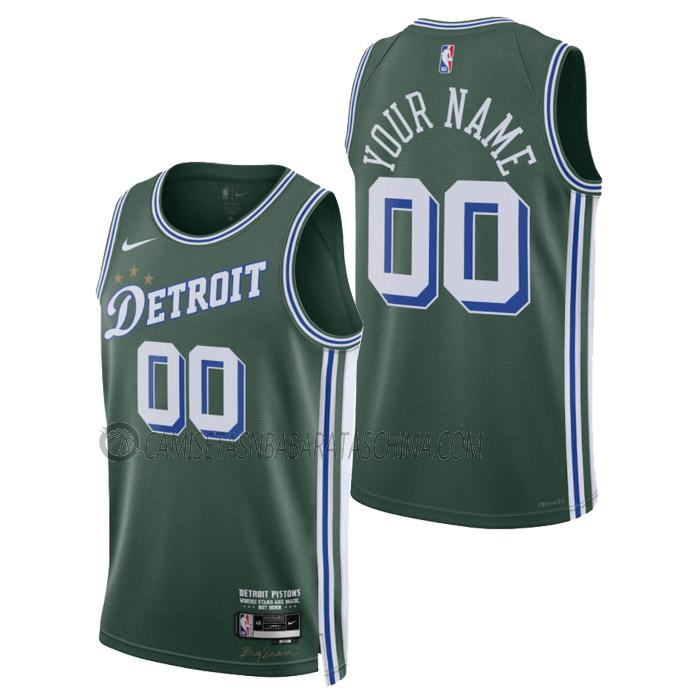 camiseta custom detroit pistons de hombre city edition 2023 verde