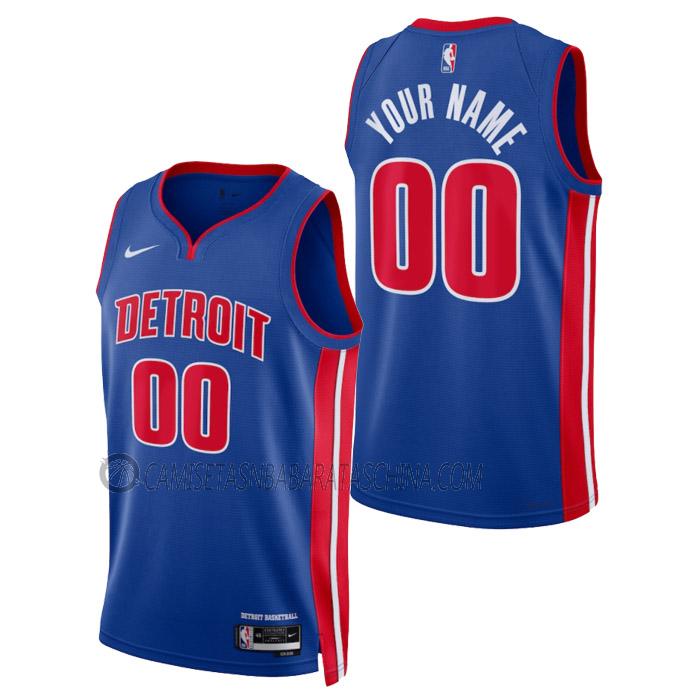 camiseta custom detroit pistons de hombre icon edition 2023 azul