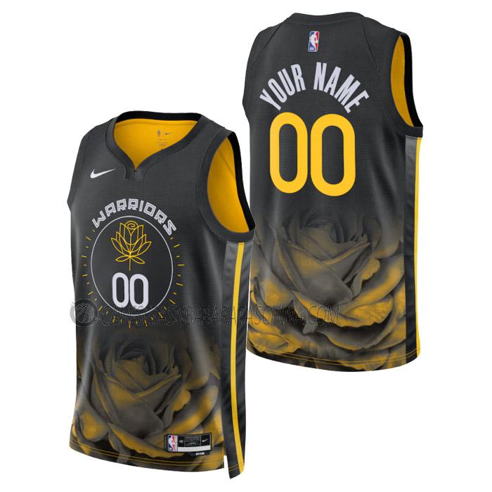 camiseta custom golden state warriors de hombre city edition 2023 negro