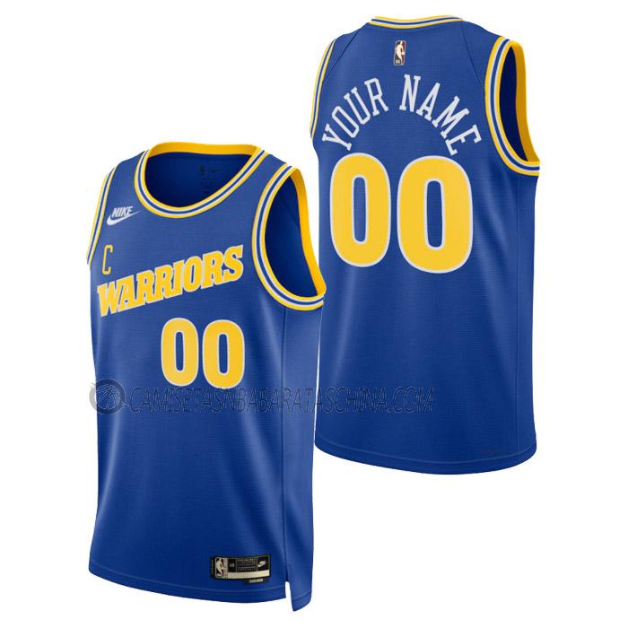 camiseta custom golden state warriors de hombre classic edition 2023 azul