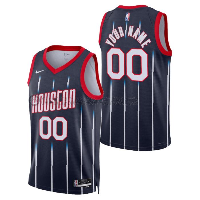 camiseta custom houston rockets de hombre city edition 2023 azul marino