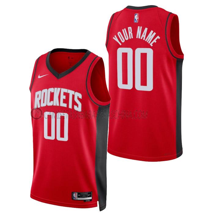 camiseta custom houston rockets de hombre icon edition 2023 rojo