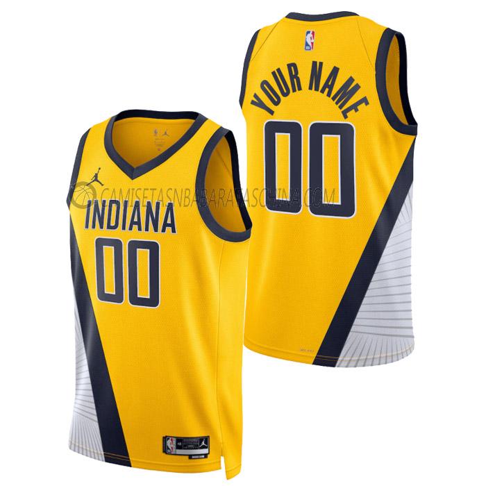 camiseta custom indiana pacers de hombre statement edition 2023 amarillo