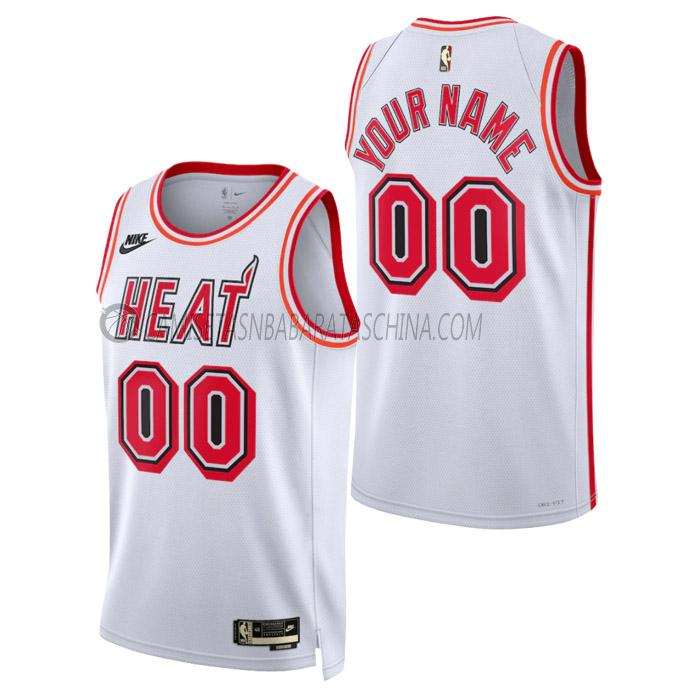 camiseta custom miami heat de hombre classic edition 2023 blanco