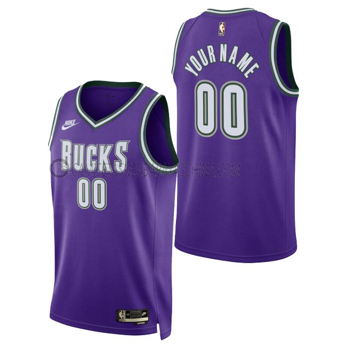 camiseta custom milwaukee bucks de hombre classic edition 2023 púrpura