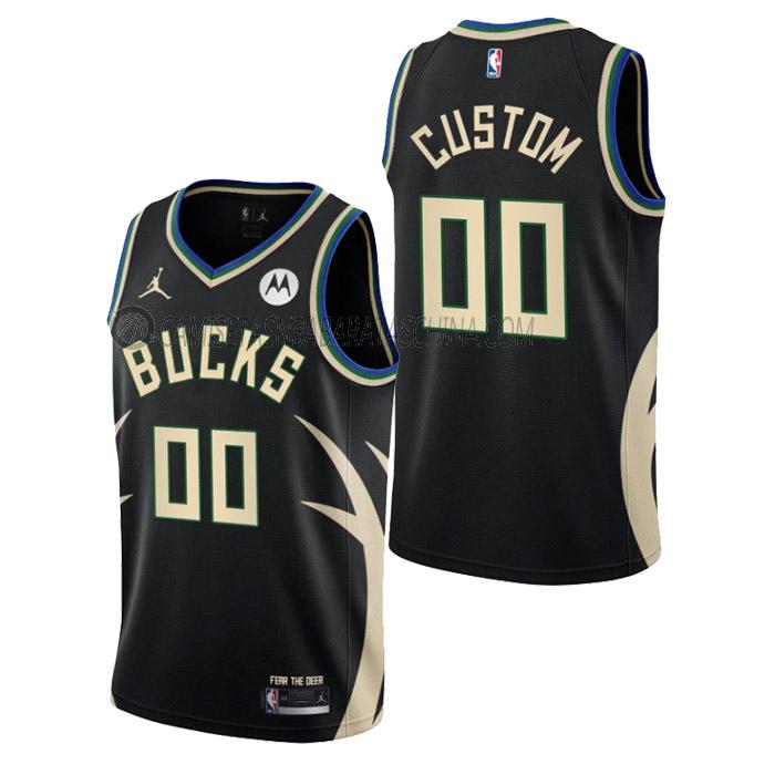 camiseta custom milwaukee bucks de hombre statement edition 2023 negro