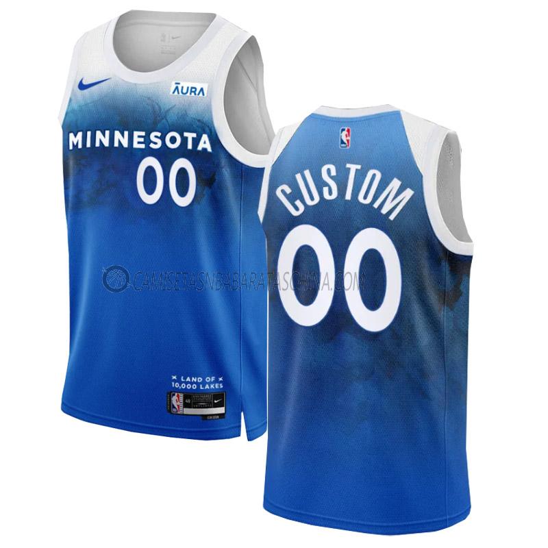 camiseta custom minnesota timberwolves de 0 hombre city edition 2023-24 azul