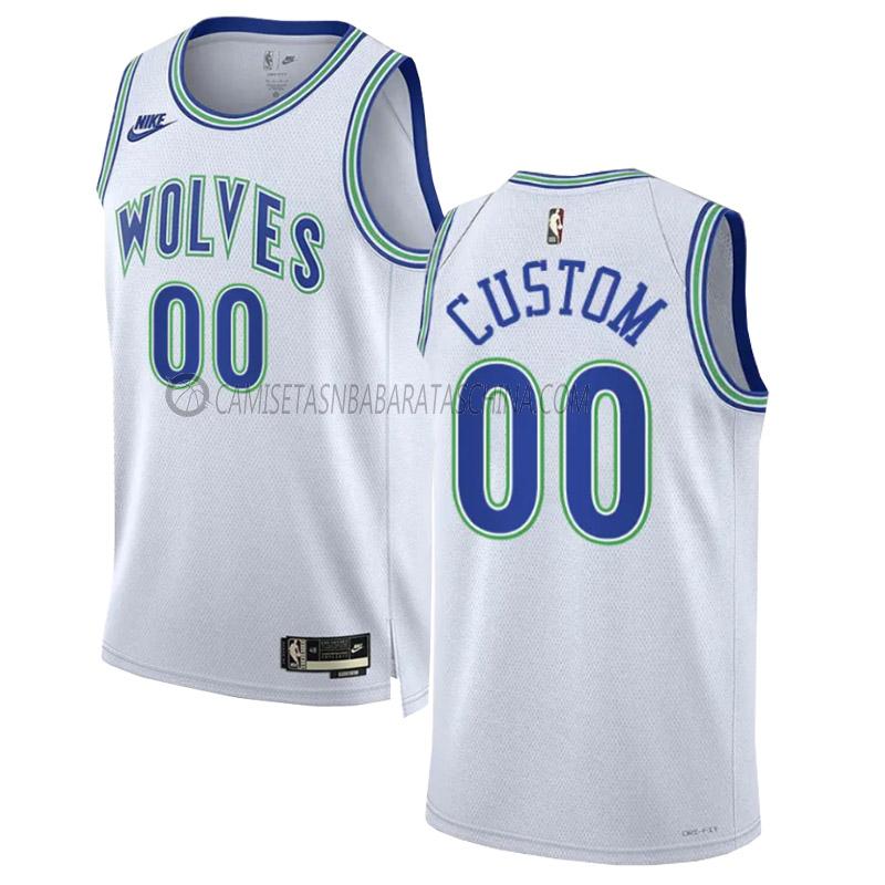 camiseta custom minnesota timberwolves de 0 hombre classic edition 2023-24 blanco