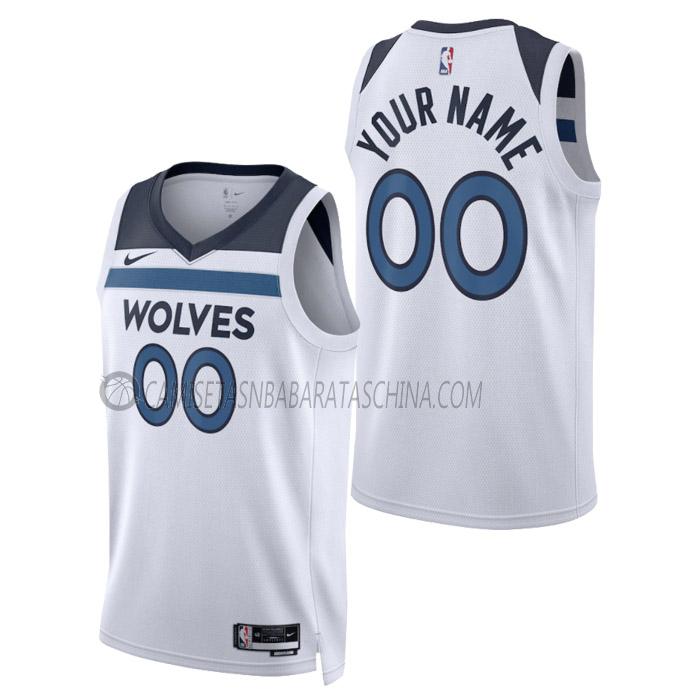 camiseta custom minnesota timberwolves de hombre association edition 2023 blanco