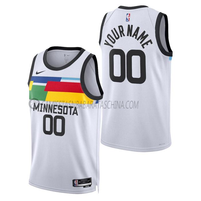 camiseta custom minnesota timberwolves de hombre city edition 2023 blanco