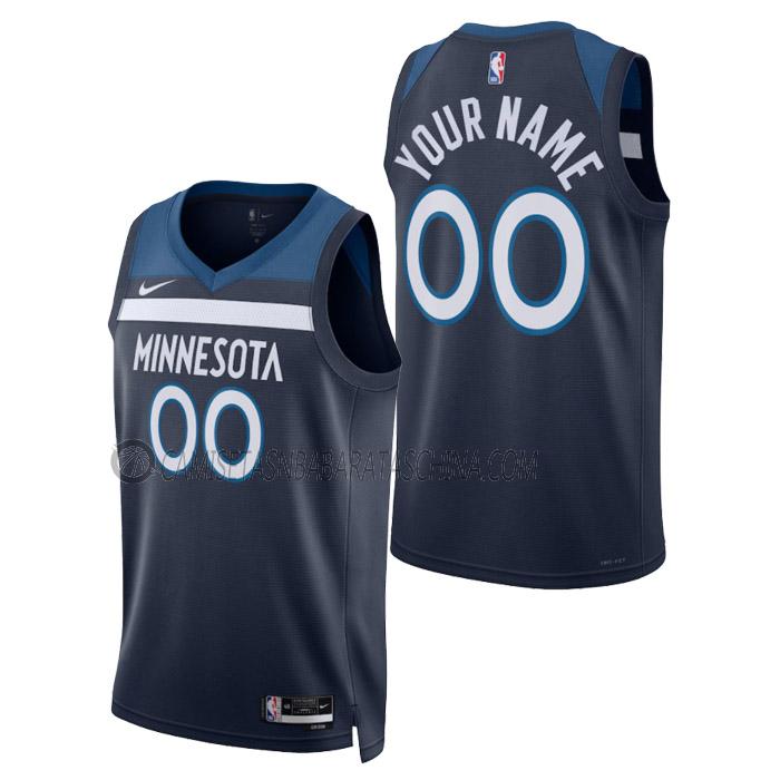 camiseta custom minnesota timberwolves de hombre icon edition 2023 azul marino