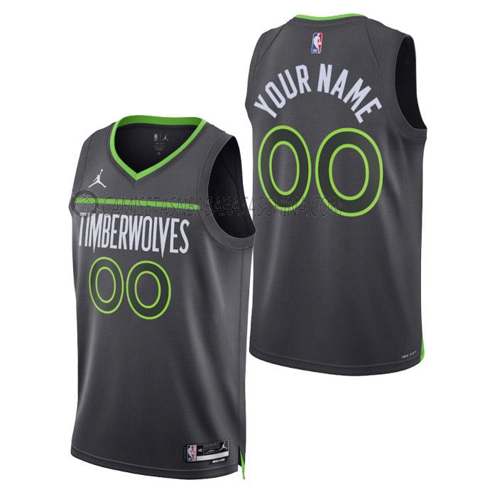 camiseta custom minnesota timberwolves de hombre statement edition 2023 negro