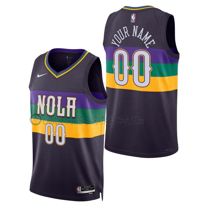 camiseta custom new orleans pelicans de hombre city edition 2023 negro