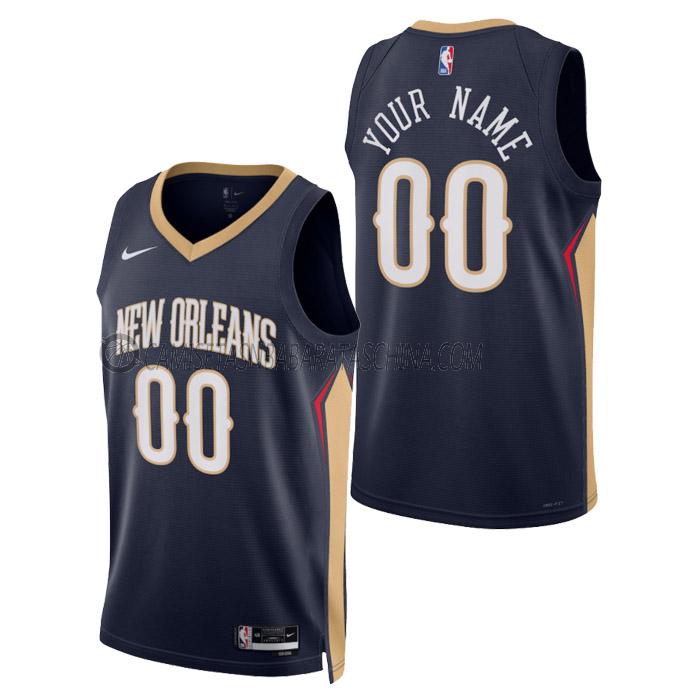 camiseta custom new orleans pelicans de hombre icon edition 2023 azul marino