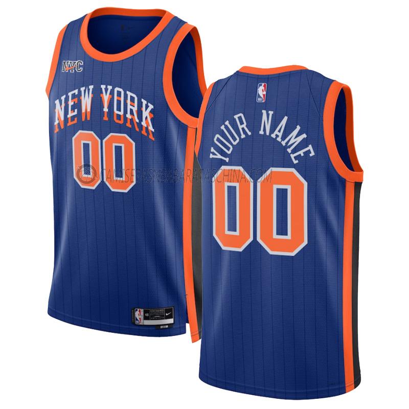 camiseta custom new york knicks de 0 hombre city edition 2023-24 azul