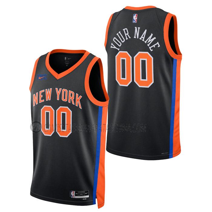 camiseta custom new york knicks de hombre city edition 2023 negro