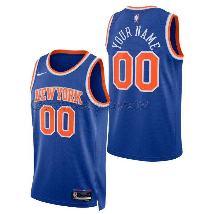 camiseta custom new york knicks de hombre icon edition 2023 azul