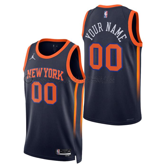 camiseta custom new york knicks de hombre statement edition 2023 azul marino