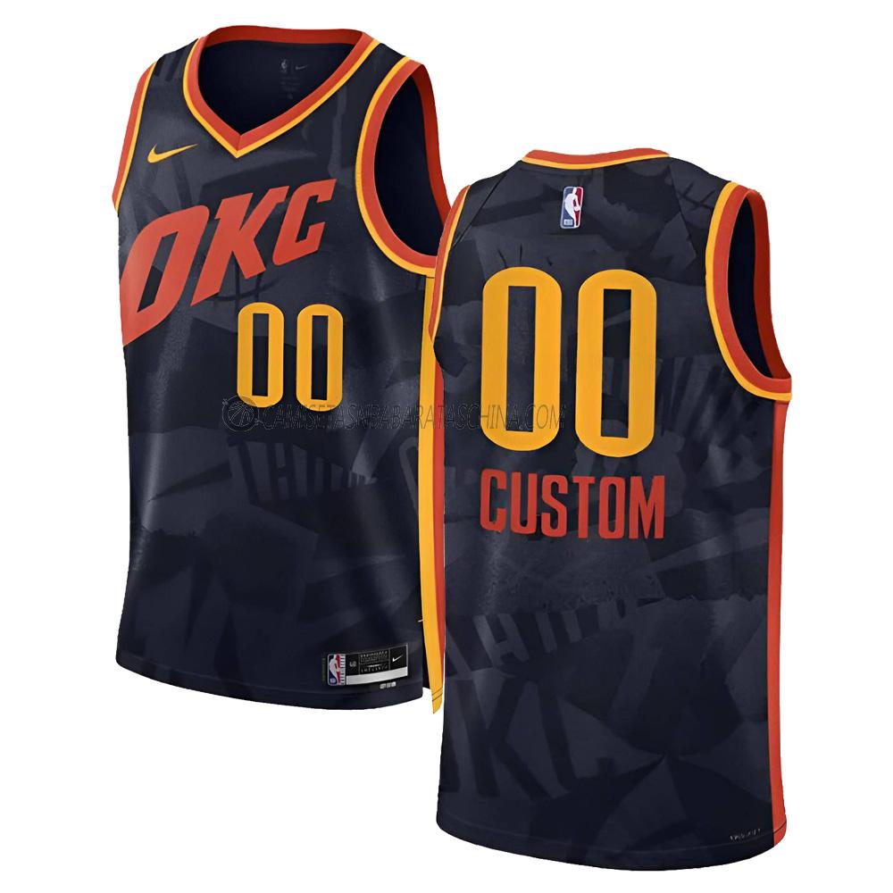 camiseta custom oklahoma city thunder de 0 hombre city edition 2023-24 negro