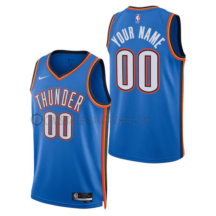 camiseta custom oklahoma city thunder de hombre icon edition 2023 azul