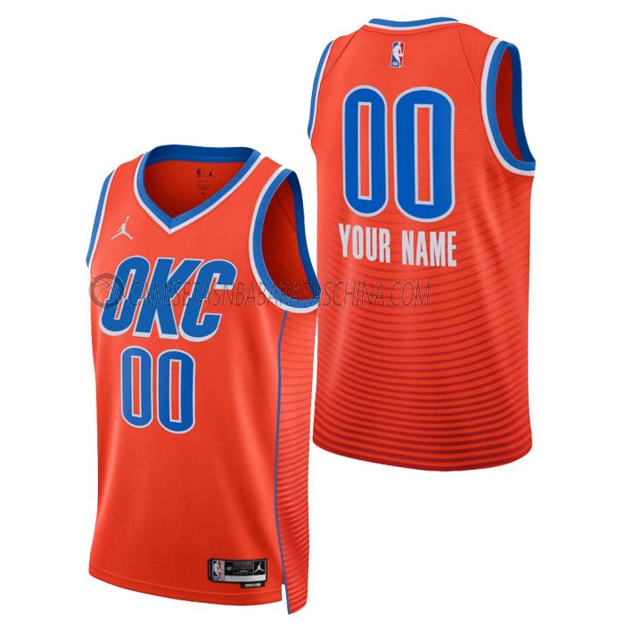 camiseta custom oklahoma city thunder de hombre statement edition 2023 naranja