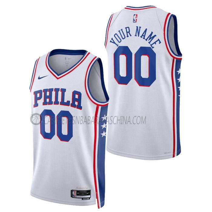 camiseta custom philadelphia 76ers de hombre association edition 2023 blanco