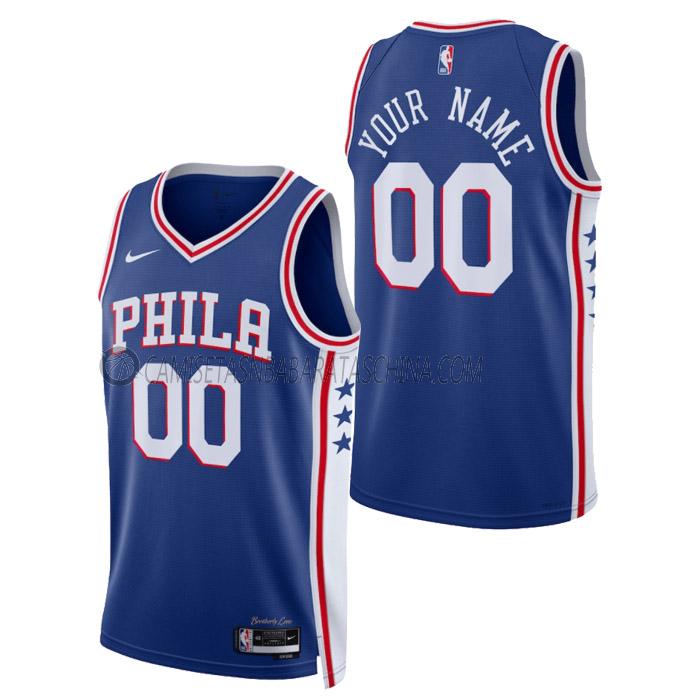 camiseta custom philadelphia 76ers de hombre icon edition 2023 azul