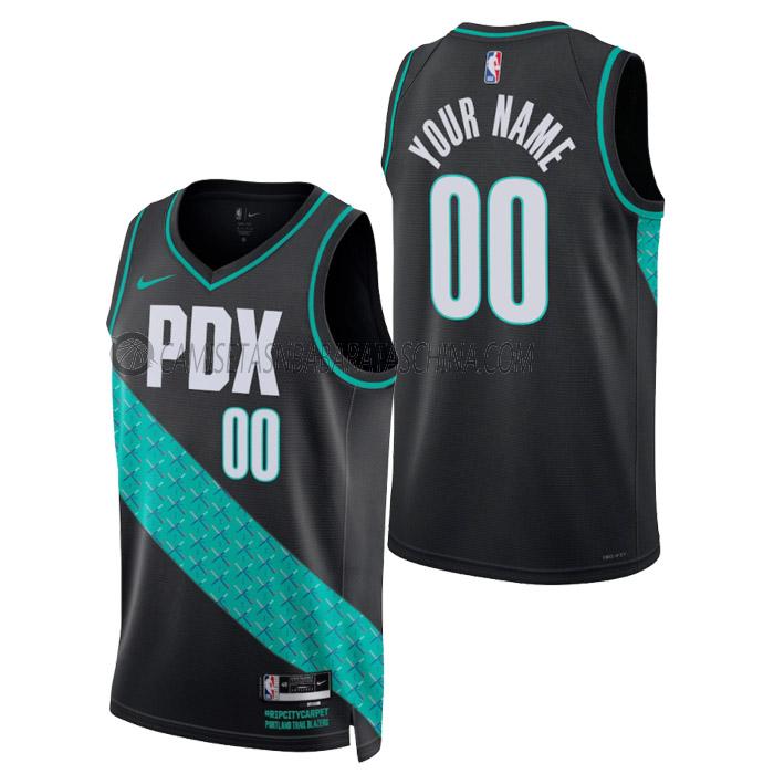 camiseta custom portland trail blazers de hombre city edition 2023 negro