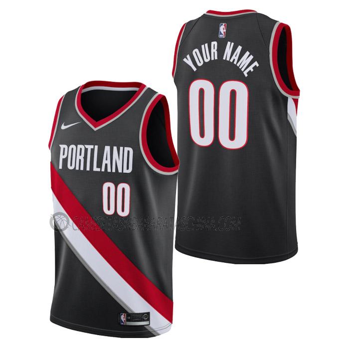 camiseta custom portland trail blazers de hombre icon edition 2023 negro