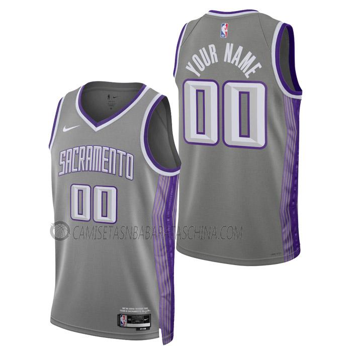 camiseta custom sacramento kings de hombre city edition 2023 gris