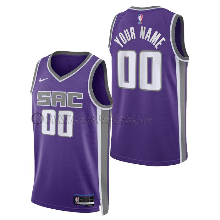 camiseta custom sacramento kings de hombre icon edition 2023 púrpura