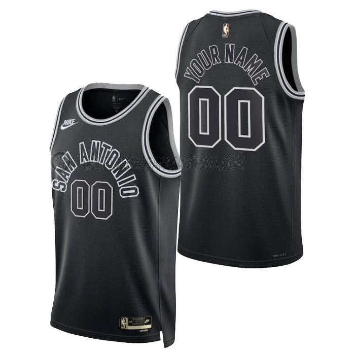 camiseta custom san antonio spurs de hombre classic edition 2023 negro