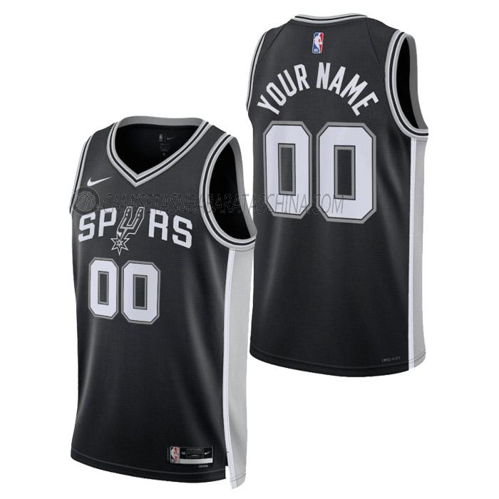 camiseta custom san antonio spurs de hombre icon edition 2023 negro