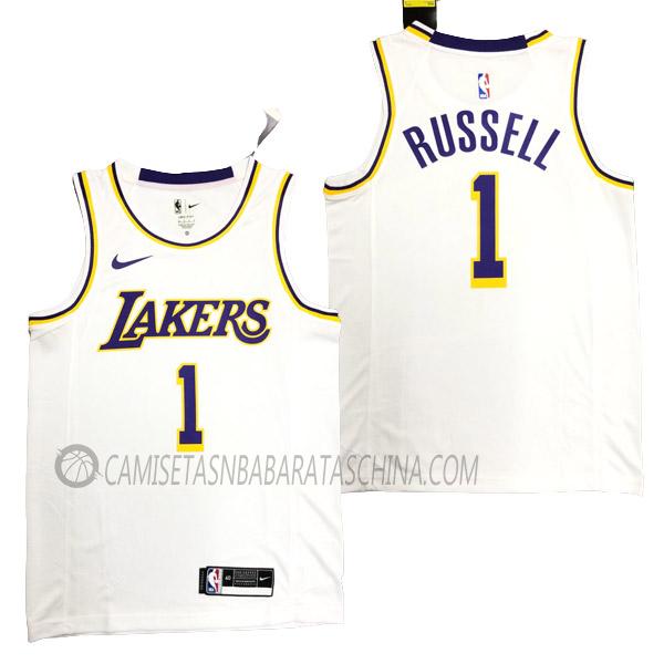 camiseta d'angelo russell los angeles lakers de 1 hombre association edition 2023 blanco