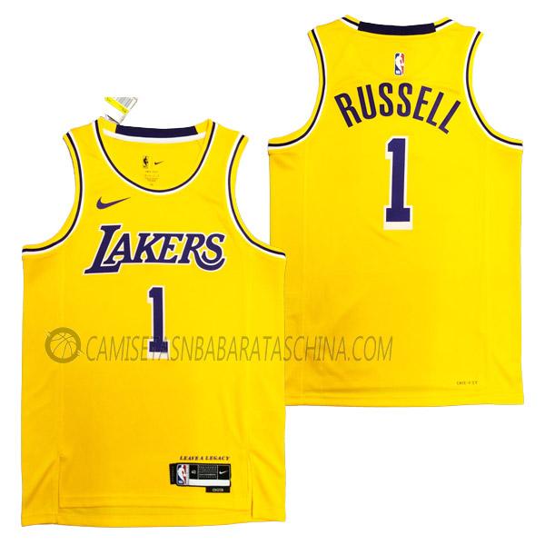 camiseta d'angelo russell los angeles lakers de 1 hombre icon edition 2023 amarillo